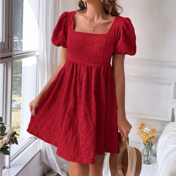 Boho Puff Sleeve Ruffle Mini Dress - Picture 8 of 9